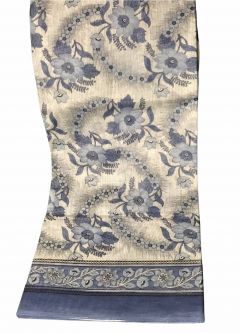 Beige and Light Blue Cotton Saree